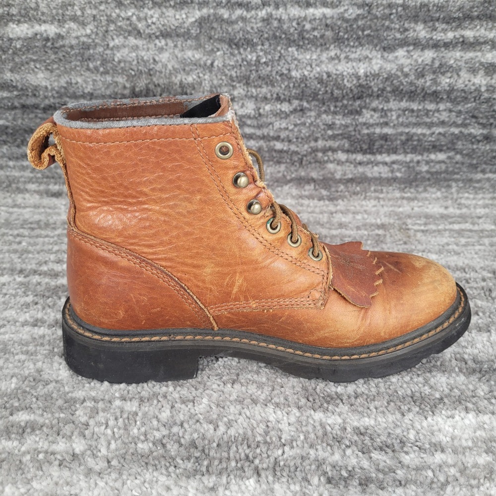 Ariat Womens 7.5B Brown Leather Lace Up Kiltie Work Boots 31080 Heritage Roper - Picture 7 of 11